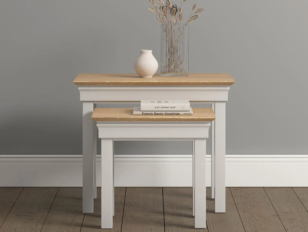 Seconique Seconique Bordeaux Ivory and Oak Nests of 2 Tables (Assembled)