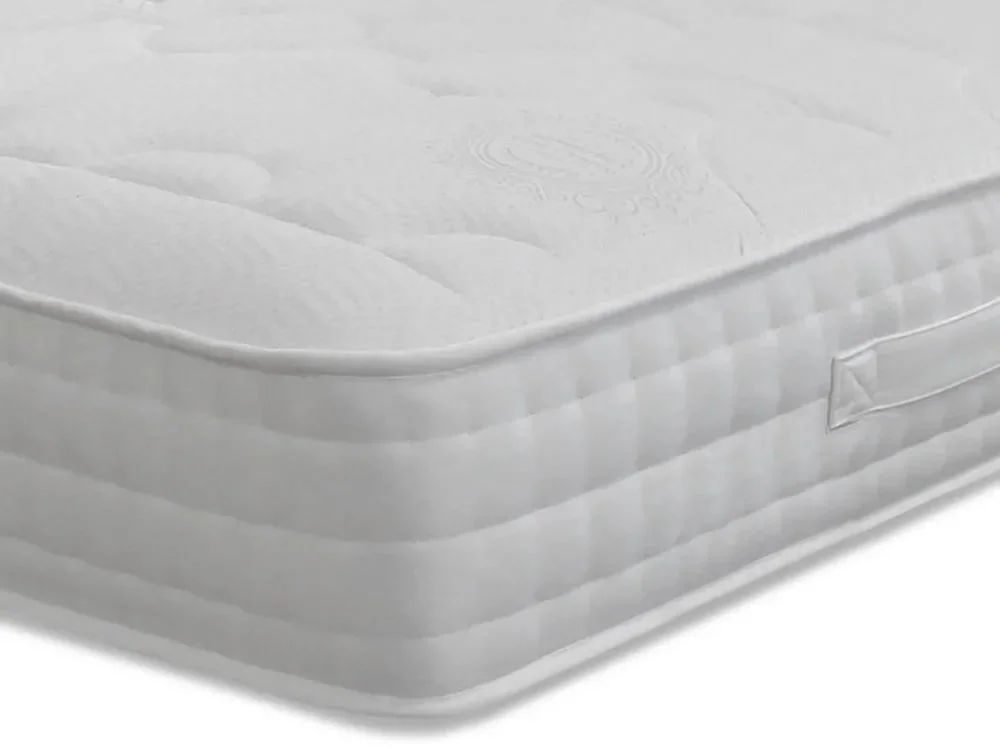Willow & Eve Clearance - Willow & Eve Natural Pocket 1000 Electric Adjustable 4ft6 Double Bed 2 Drawers Right Hand Side With Ariana Strutted Headboard in Faux Suede Natural
