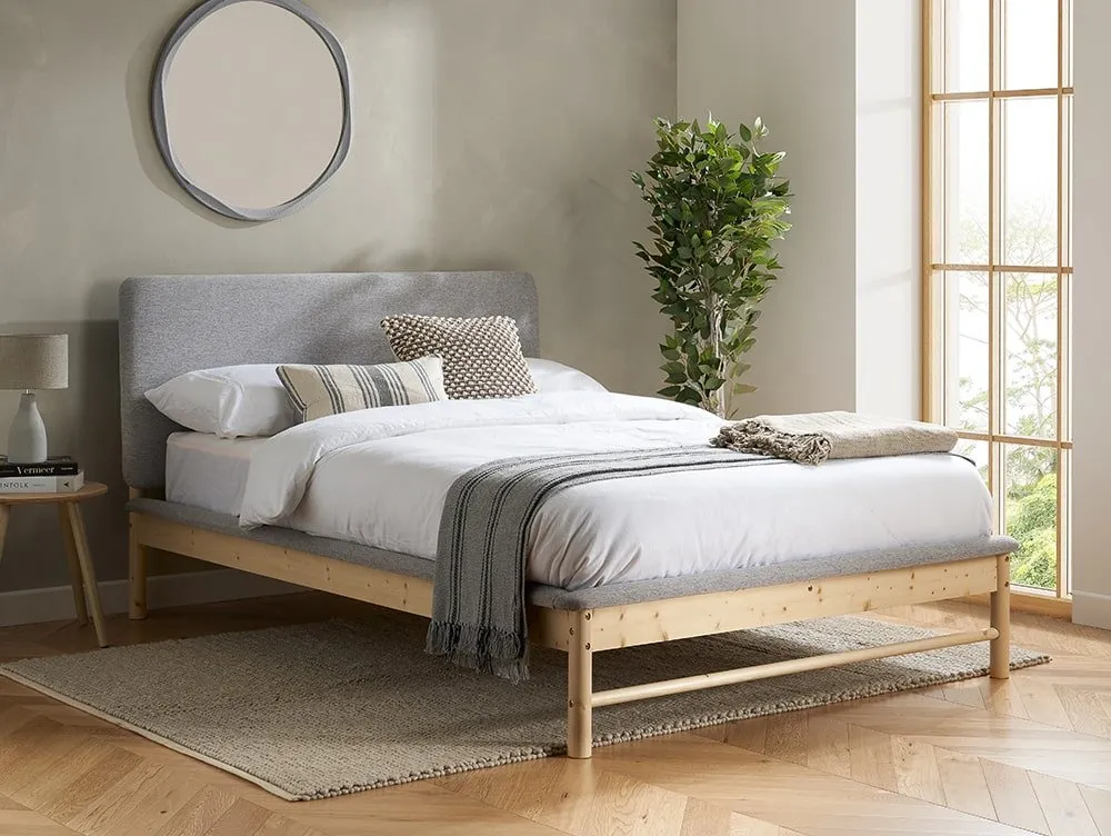 Birlea Furniture & Beds Birlea Ezra 5ft King Size Grey Fabric Bed Frame