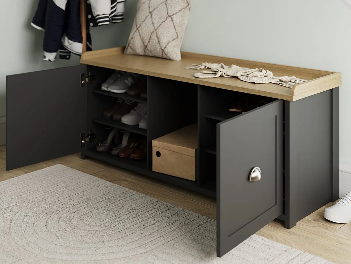 GFW GFW Lancaster Black 2 Door Shoe Bench