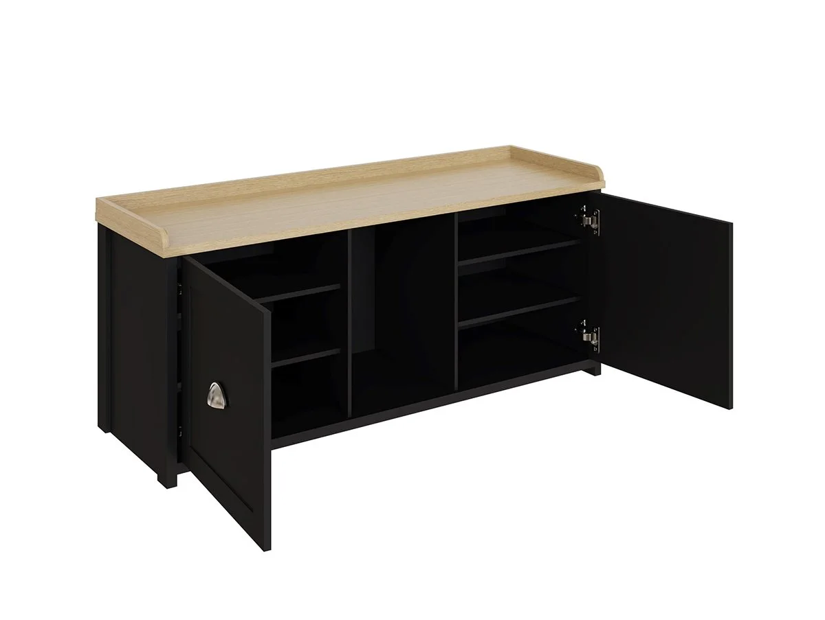 GFW GFW Lancaster Black 2 Door Shoe Bench