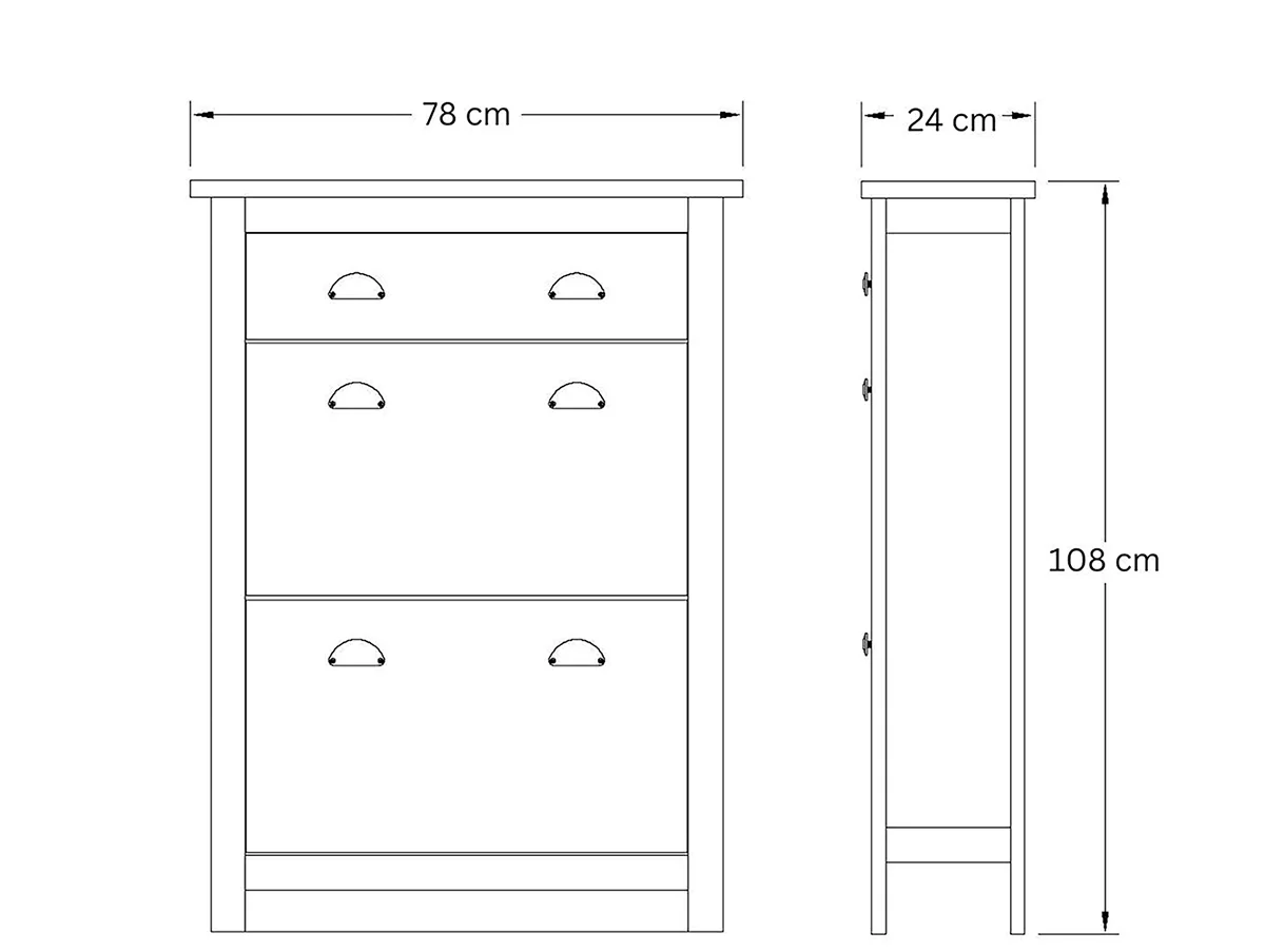 GFW GFW Lancaster Black 2 Door 1 Drawer Shoe Cabinet