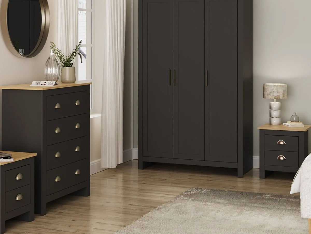 GFW GFW Lancaster Black 4 Piece Bedroom Furniture Package