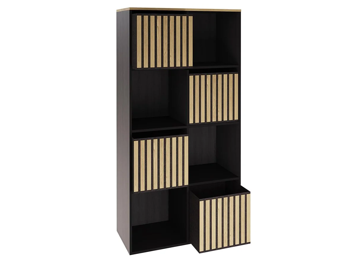 GFW GFW Kube 2x4 Black and Oak Shelf Storage Cube