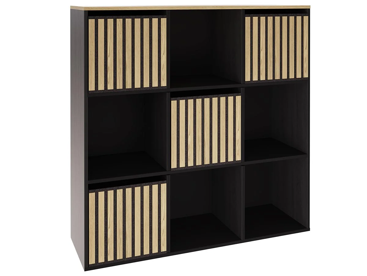 GFW GFW Kube 3x3 Black and Oak Shelf Storage Cube