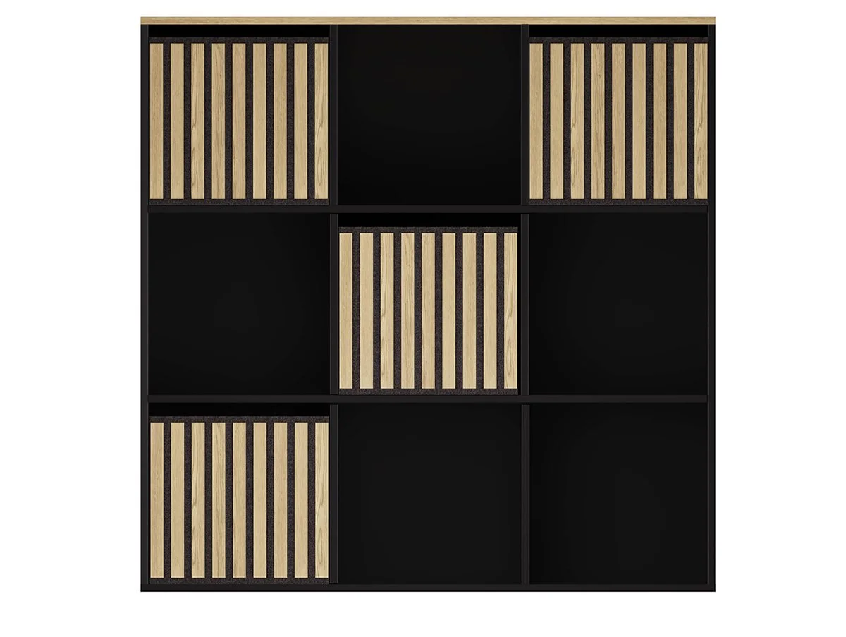 GFW GFW Kube 3x3 Black and Oak Shelf Storage Cube
