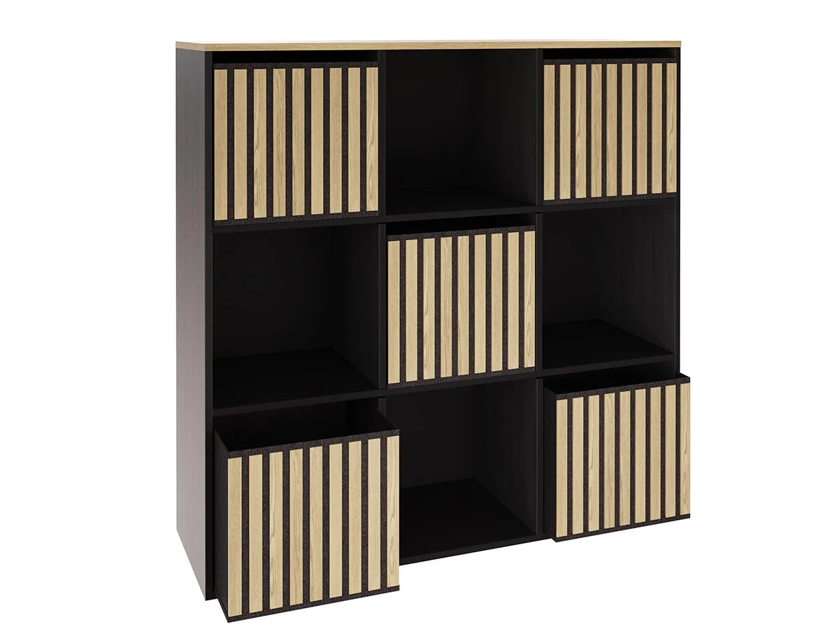 GFW GFW Kube 3x3 Black and Oak Shelf Storage Cube