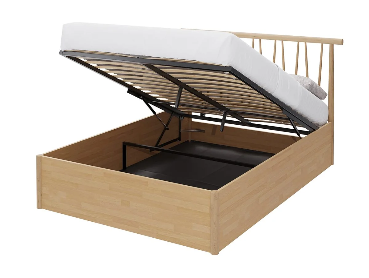 GFW GFW Fusum 4ft6 Double Oak Spindle Ottoman Bed Frame