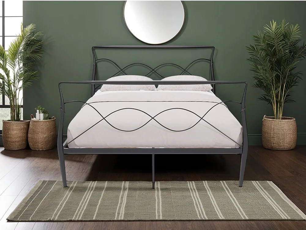 GFW GFW Rimini 5ft King Size Black Metal Bed Frame