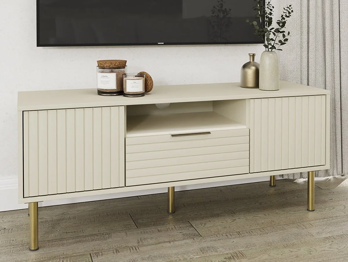 GFW GFW Nervata 2 Doors 1 Drawer Ivory TV Unit