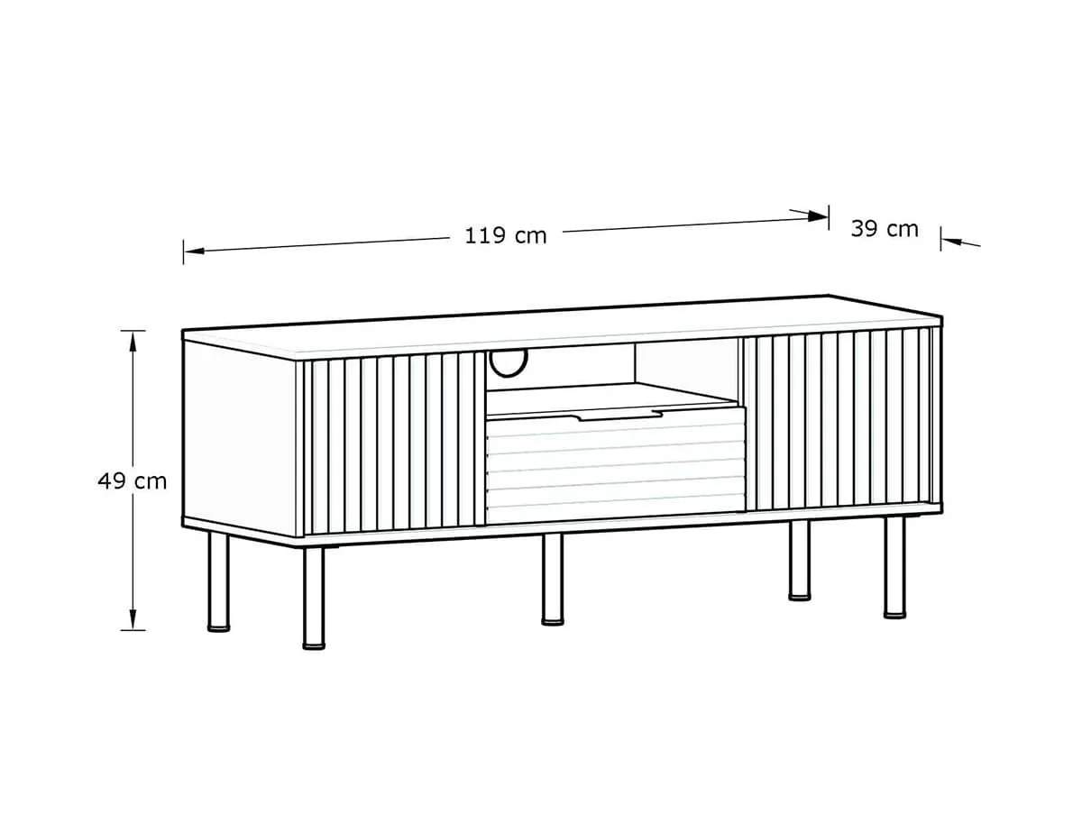 GFW GFW Nervata 2 Doors 1 Drawer Ivory TV Unit