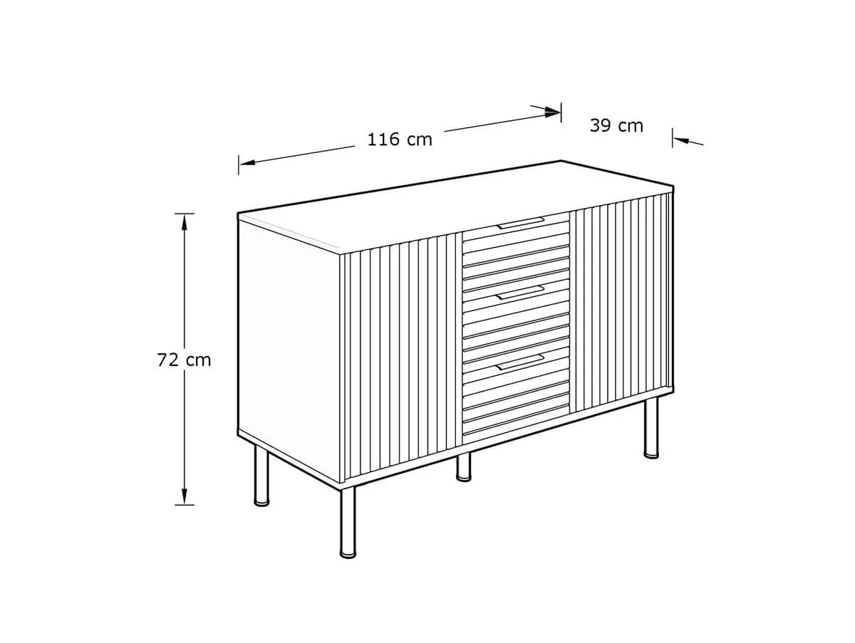 GFW GFW Nervata Ivory 2 Door 3 Drawer Sideboard