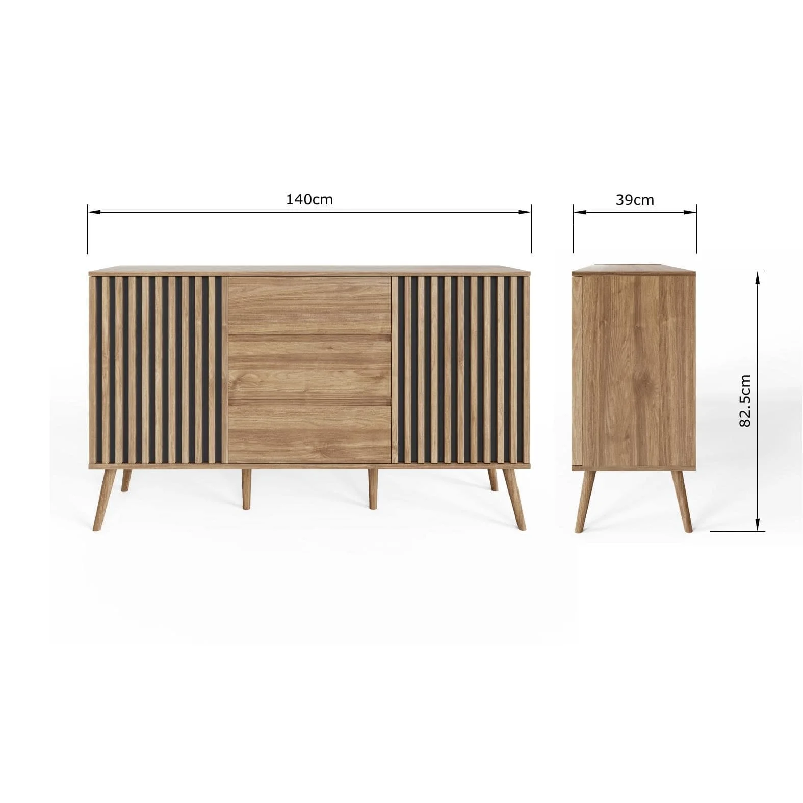 GFW GFW Rowan Oak 2 Door 3 Drawer Sideboard