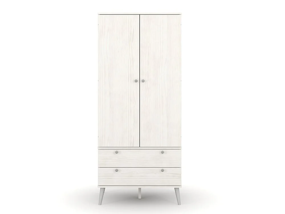 Core Core Augusta Curve White 2 Door 2 Drawer Double Wardrobe