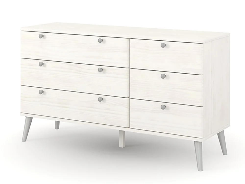 Core Core Augusta Curve White 3+3 Drawer Wide Chest of Drawers