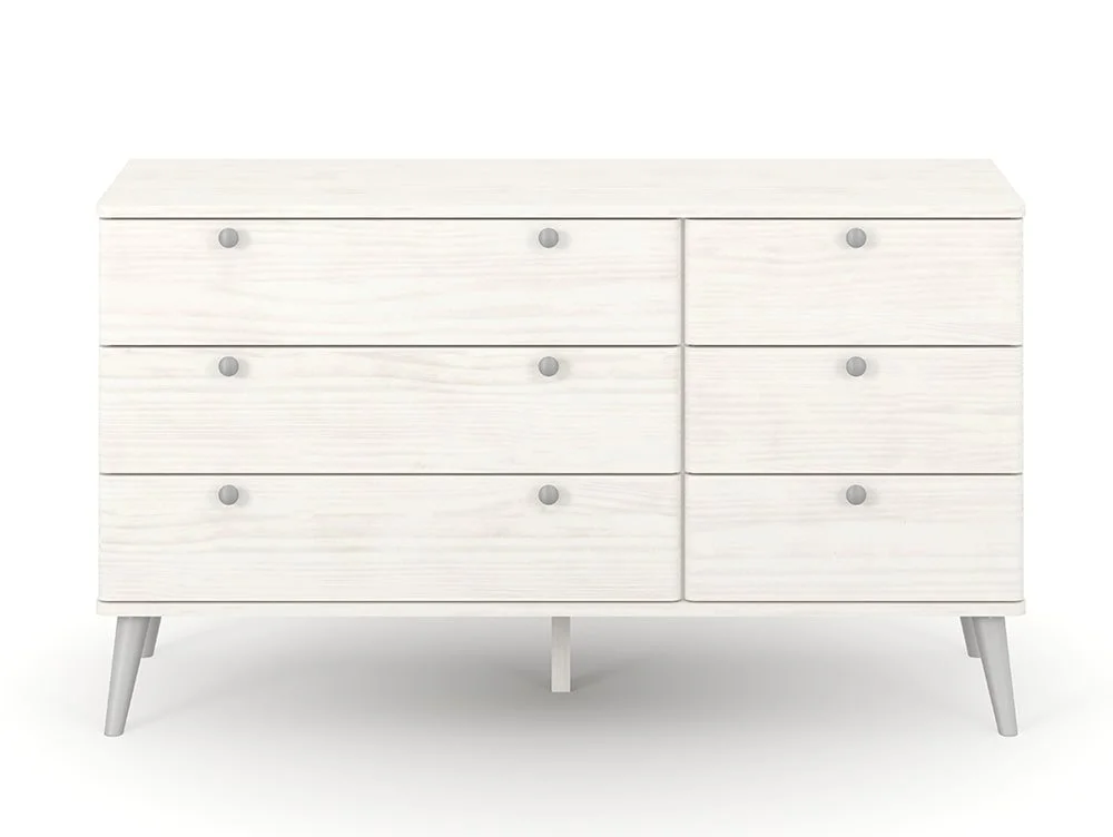 Core Core Augusta Curve White 3+3 Drawer Wide Chest of Drawers