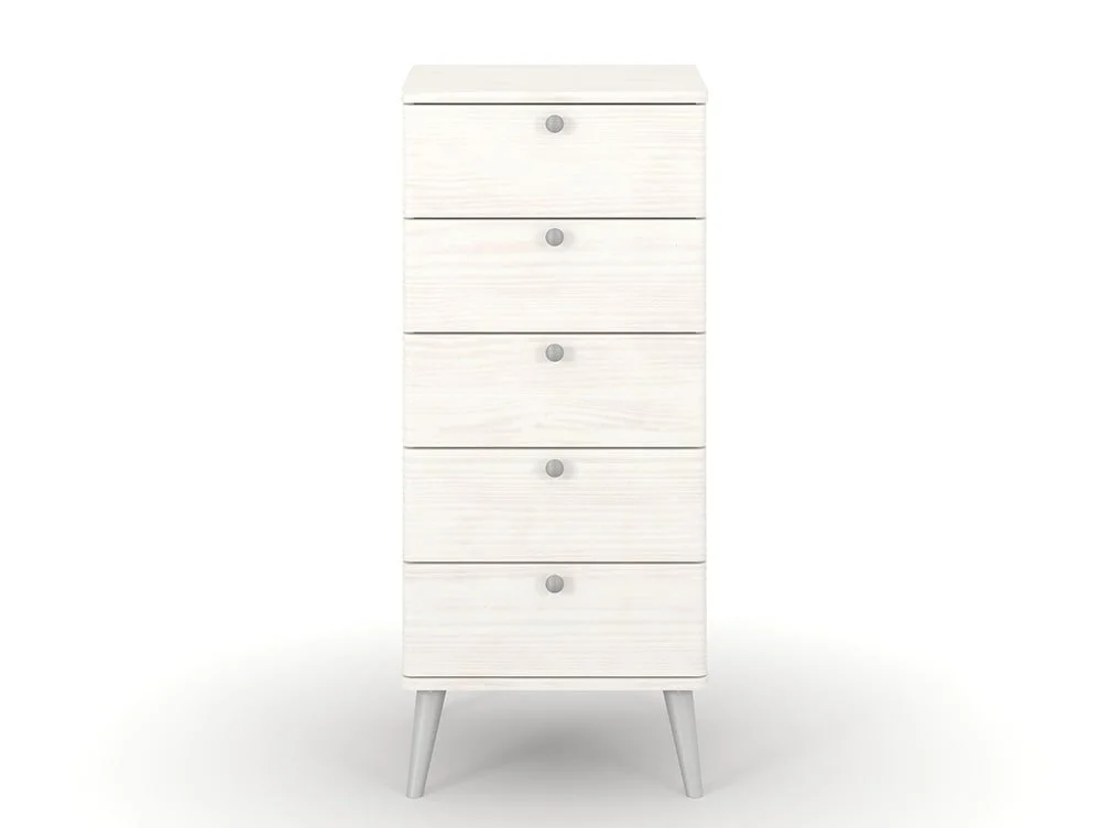 Core Core Augusta Curve White 5 Drawer Narrow Chest of Drawers