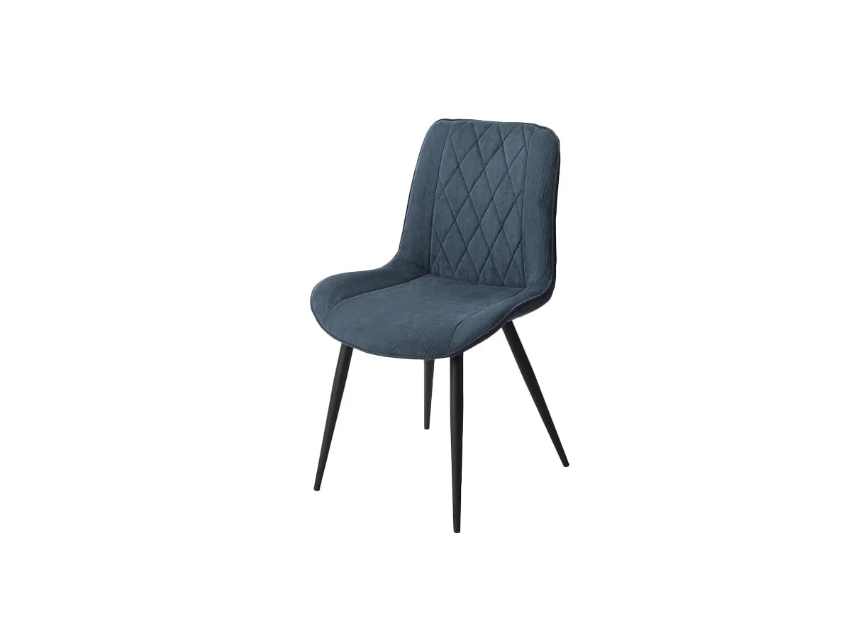 Core Core Aspen Diamond Stitch Set of 2 Blue Cord Fabric Dining Chairs