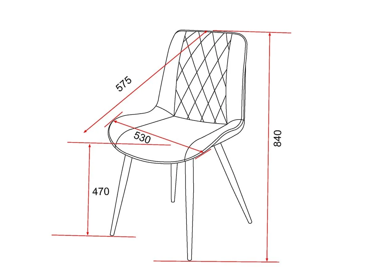 Core Core Aspen Diamond Stitch Set of 2 Blue Cord Fabric Dining Chairs