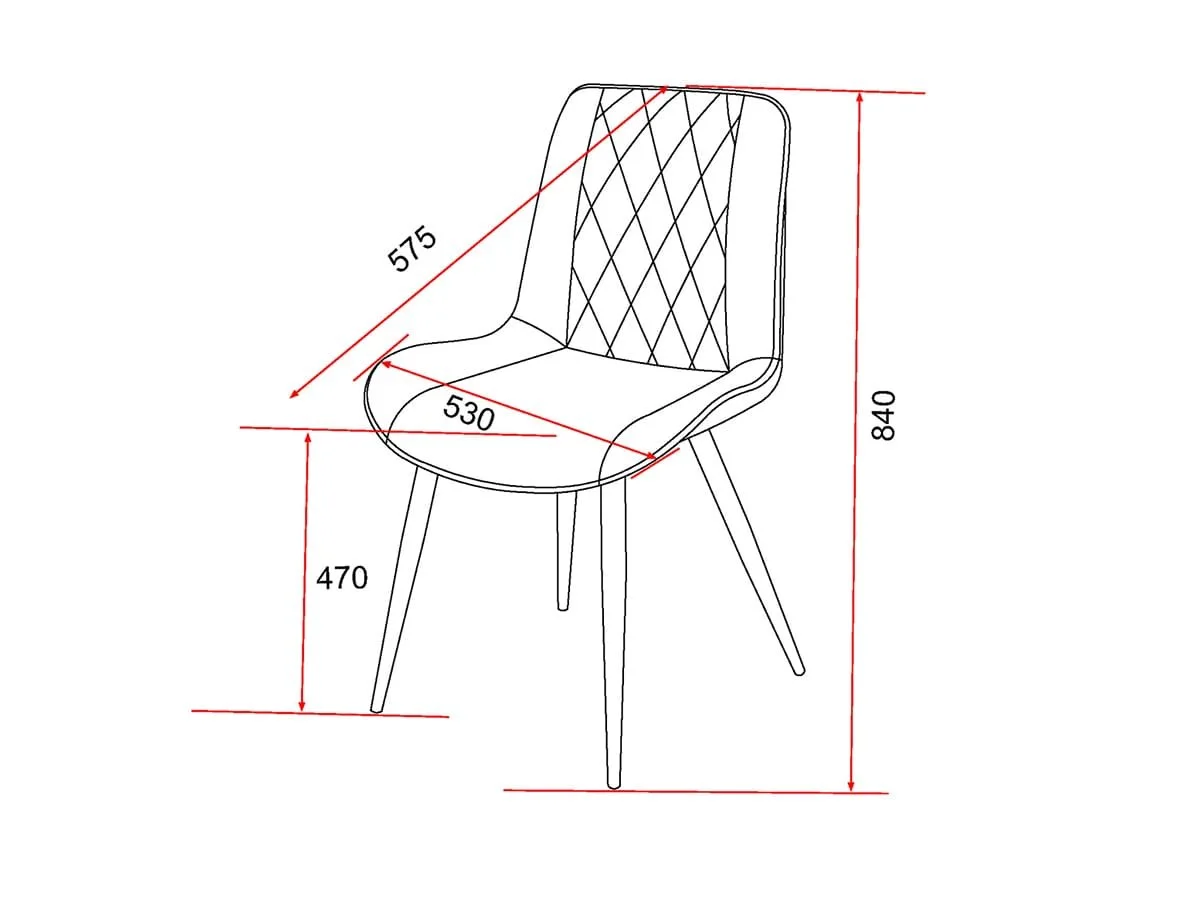 Core Core Aspen Diamond Stitch Set of 2 Grey Fabric Dining Chairs