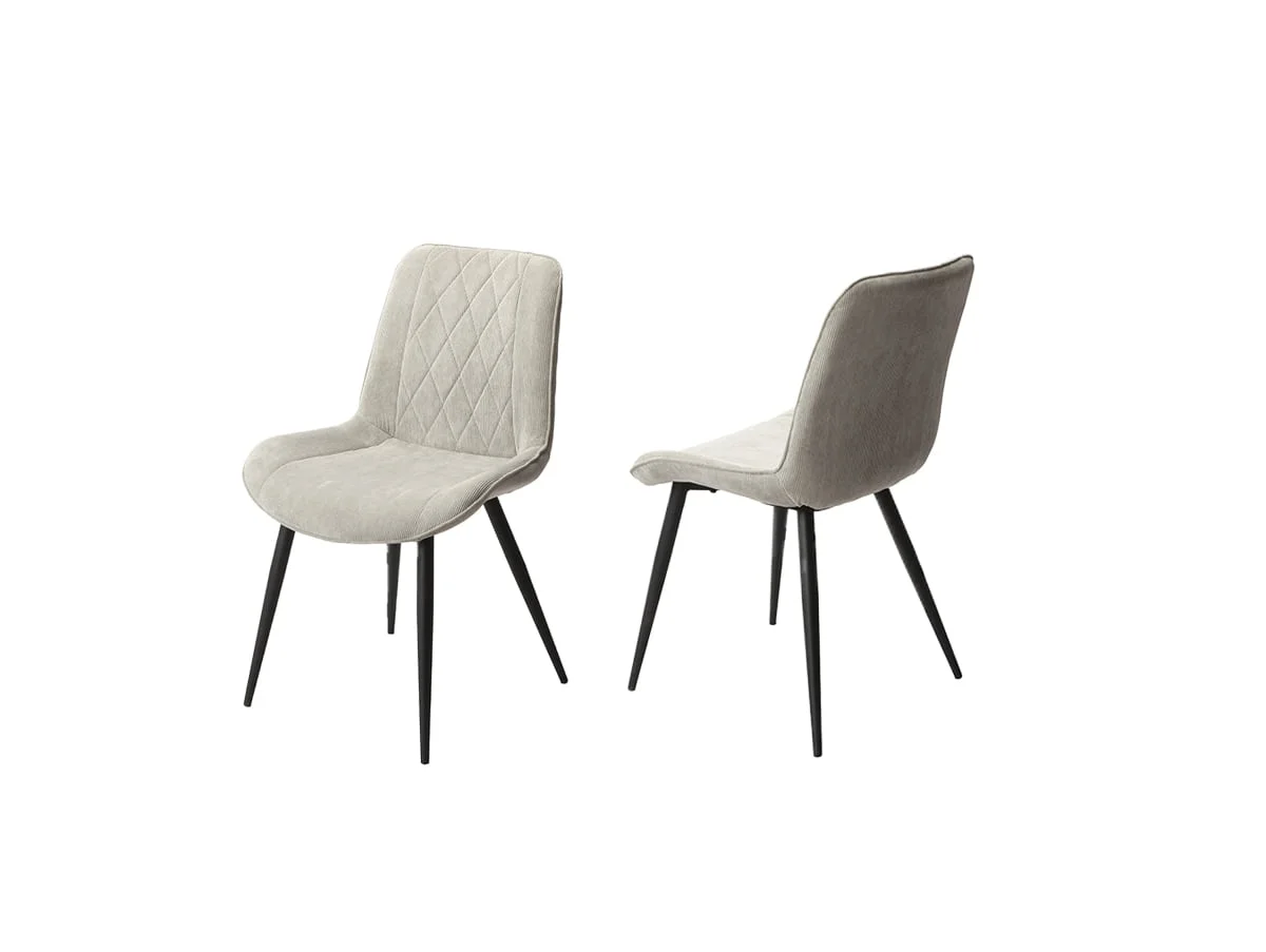 Core Core Aspen Diamond Stitch Set of 2 Grey Cord Fabric Dining Chairs