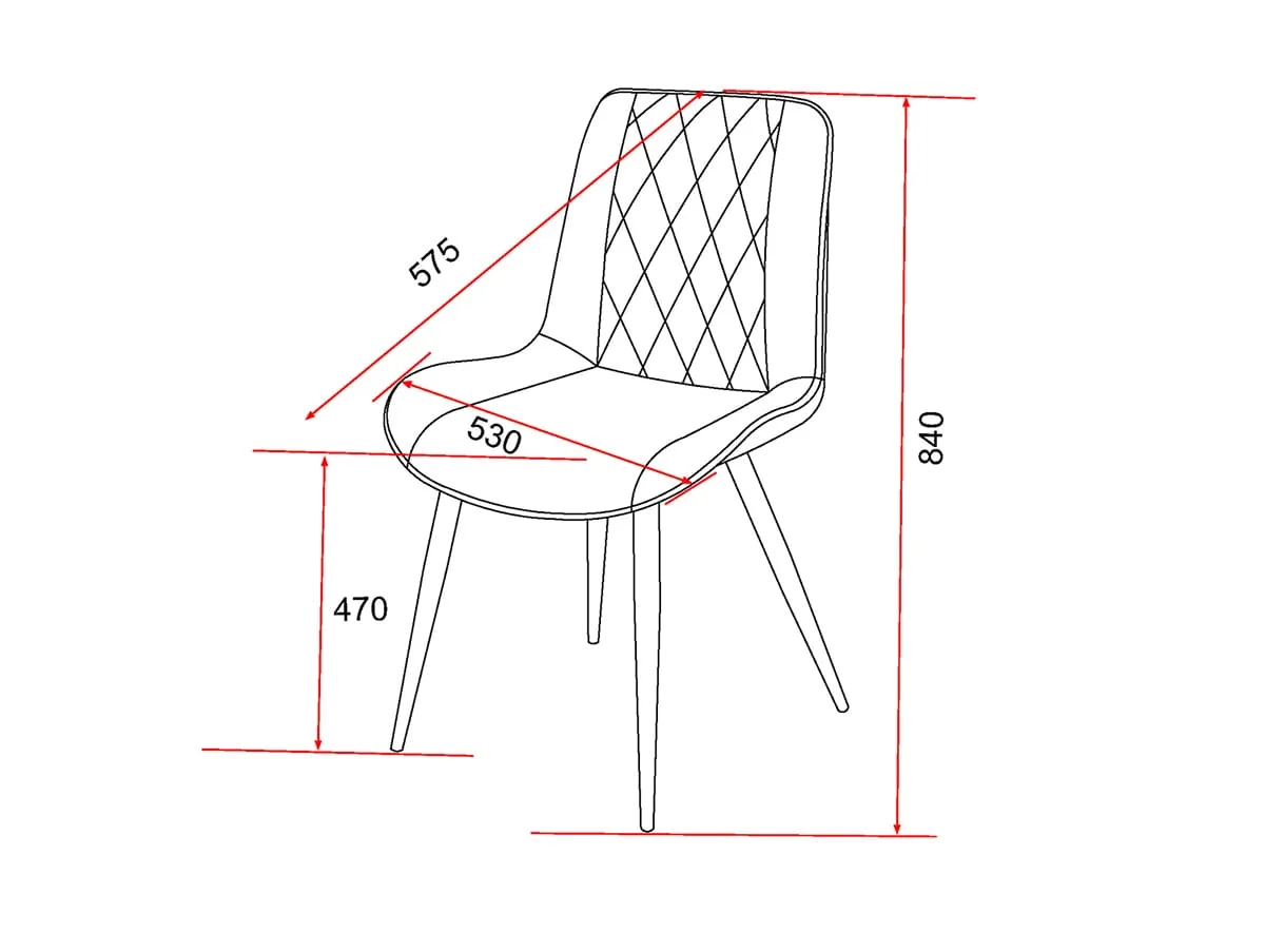 Core Core Aspen Diamond Stitch Set of 2 Grey Cord Fabric Dining Chairs