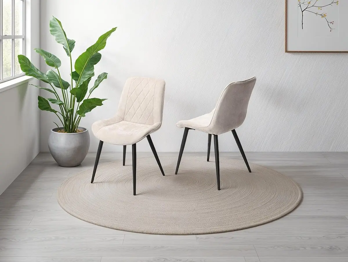 Core Core Aspen Diamond Stitch Set of 2 Natural Fabric Dining Chairs