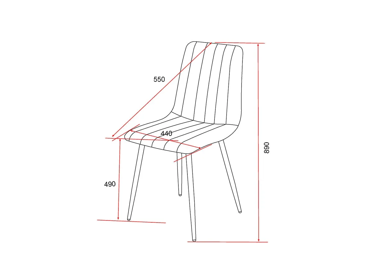 Core Core Aspen Straight Stitch Set of 2 Blue Cord Fabric Dining Chairs