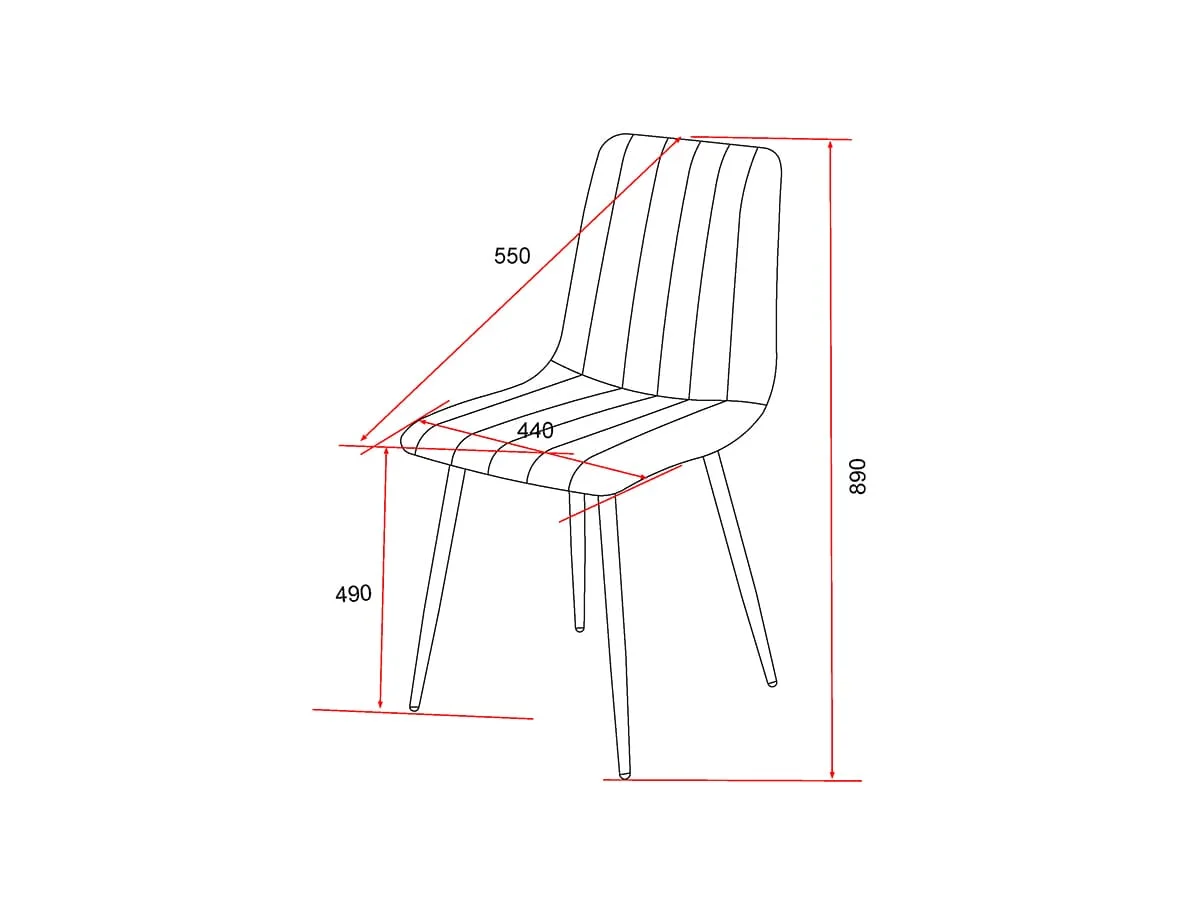 Core Core Aspen Straight Stitch Set of 2 Grey Cord Fabric Dining Chairs