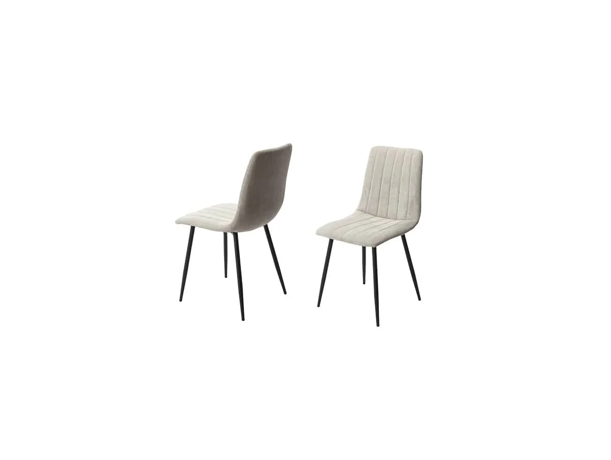 Core Core Aspen Straight Stitch Set of 2 Light Grey Cord Fabric Dining Chairs