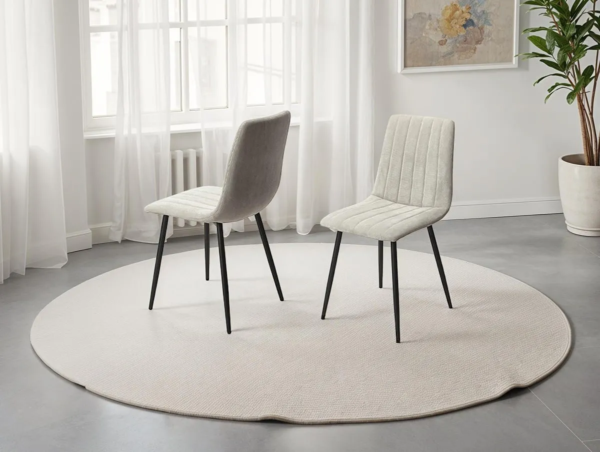 Core Core Aspen Straight Stitch Set of 2 Light Grey Cord Fabric Dining Chairs