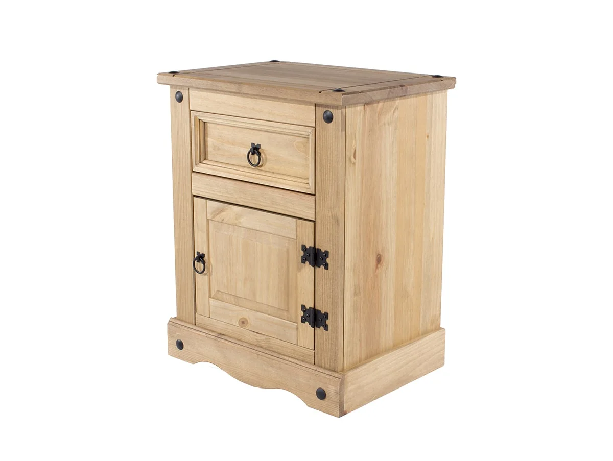 Core Products Core Corona 1 Drawer 1 Door Waxed Pine Wooden Bedside Table