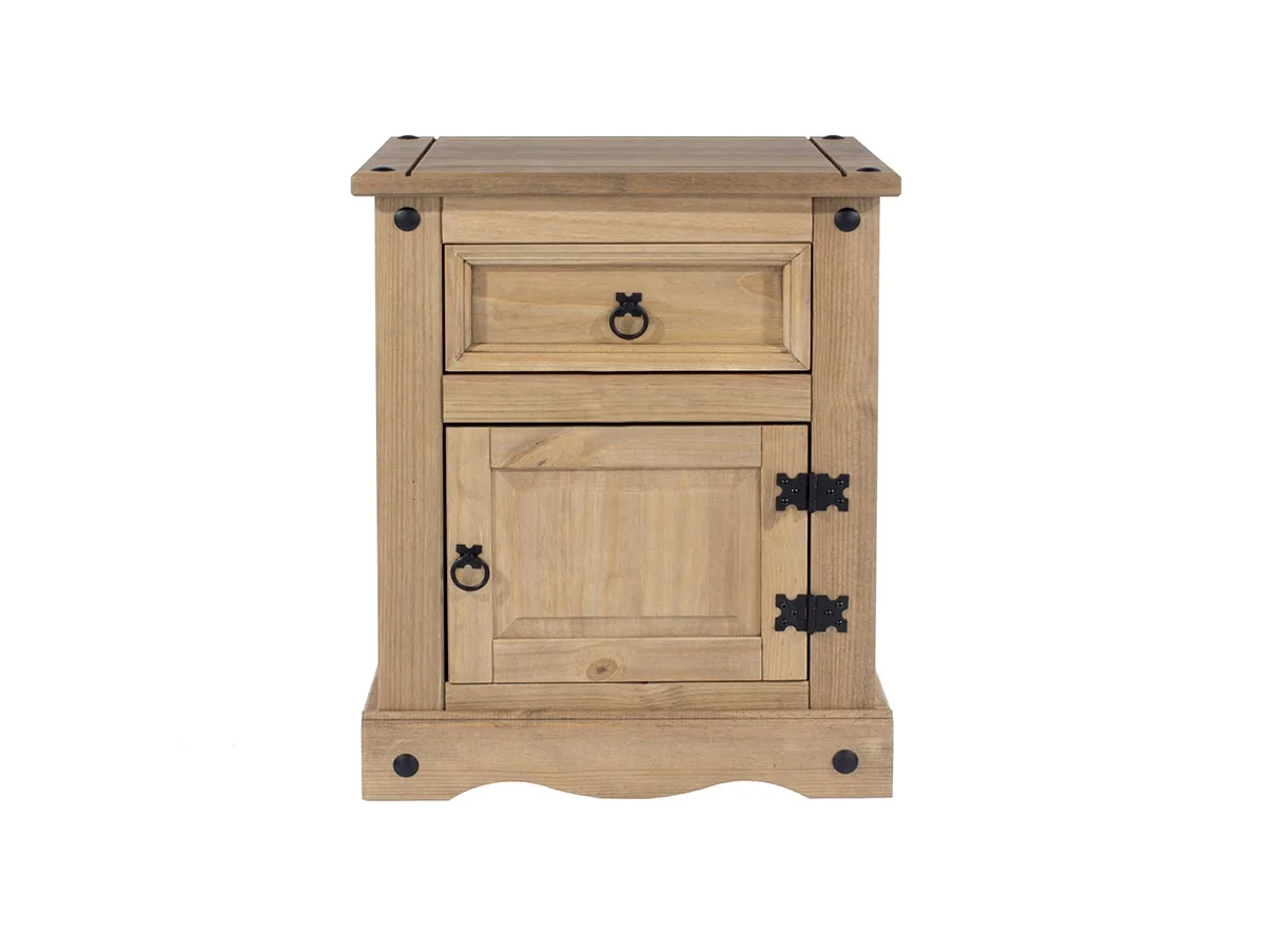 Core Products Core Corona 1 Drawer 1 Door Waxed Pine Wooden Bedside Table