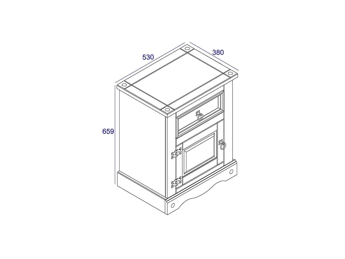 Core Products Core Corona 1 Drawer 1 Door Waxed Pine Wooden Bedside Table