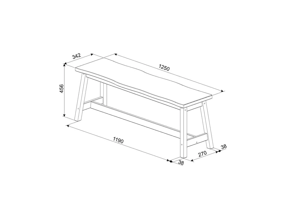 Core Core Corona Black Edge Large Dining Bench