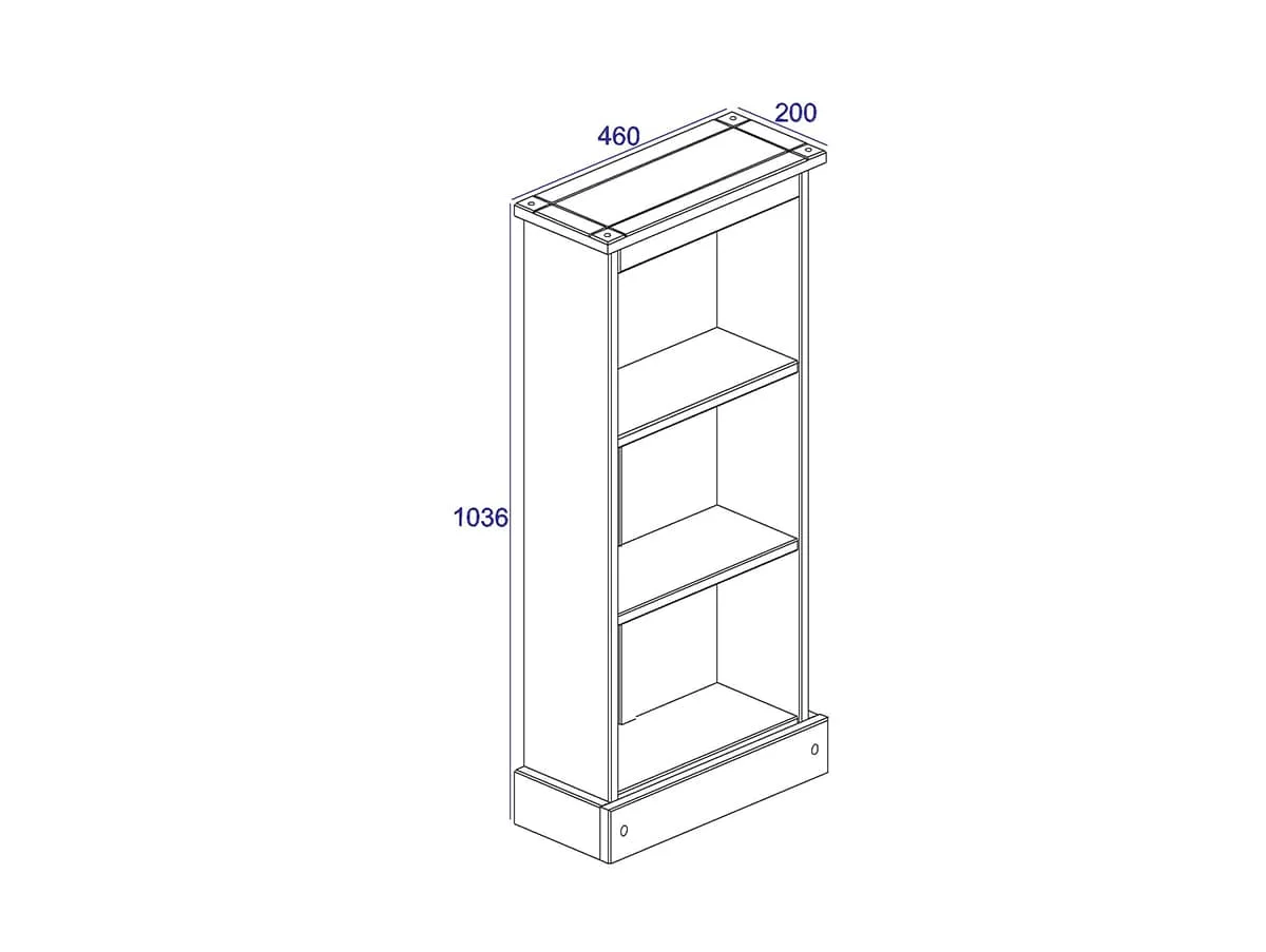 Core Products Core Corona Grey Wax Low Narrow Bookcase