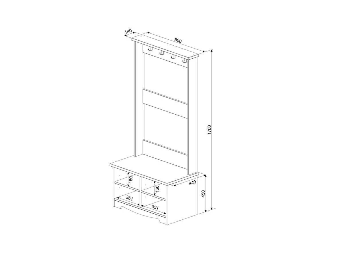 Core Products Core Corona Grey 2 Tier Shoe Bench With Hat & Coat Rack