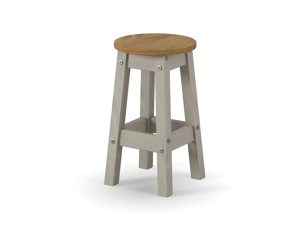 Core Core Corona Grey and Waxed Pine Set of 2 Low Round Breakfast Stools