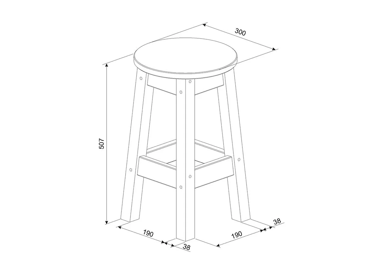 Core Core Corona Grey and Waxed Pine Set of 2 Low Round Breakfast Stools