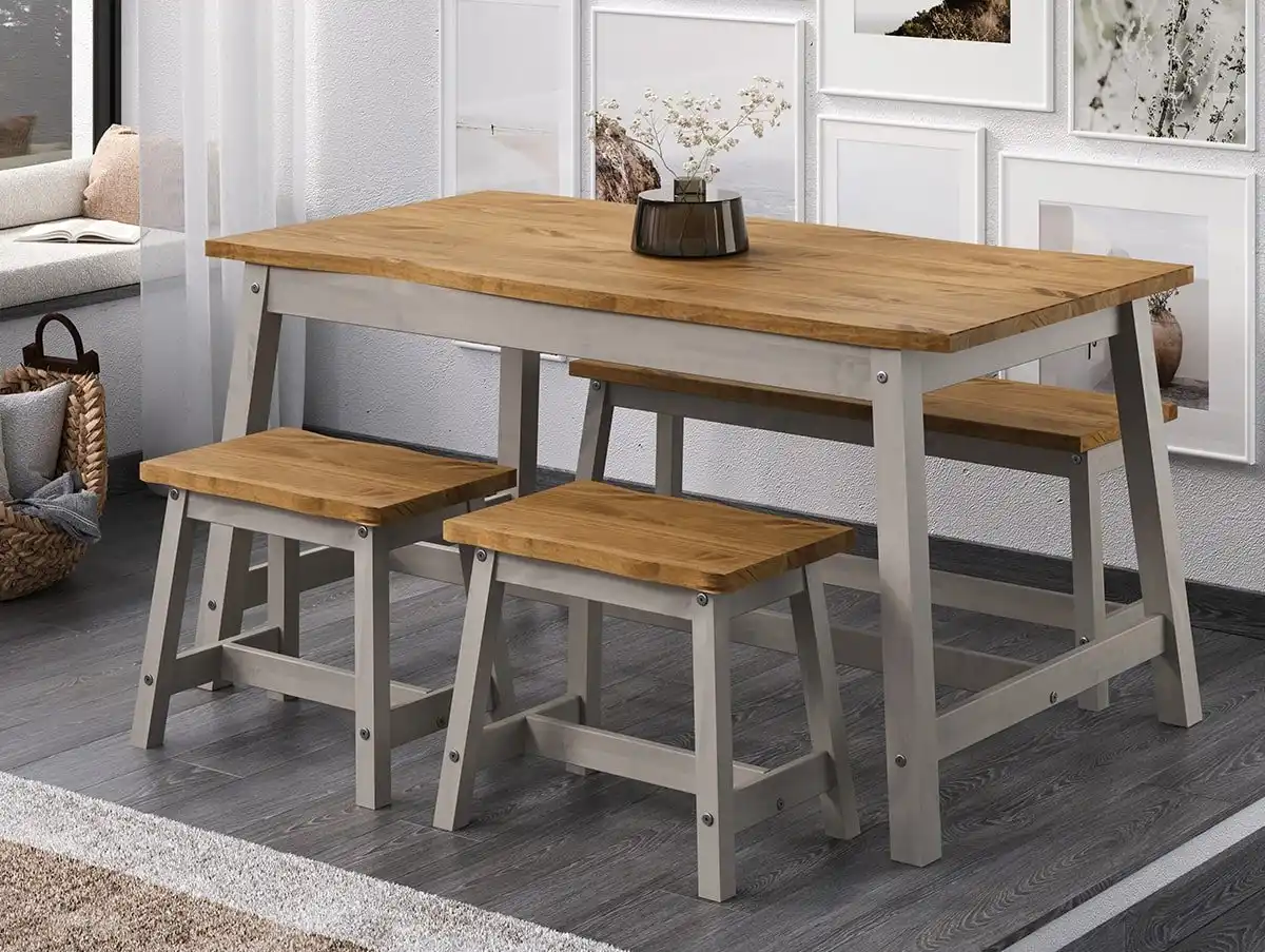 Core Core Corona Grey and Waxed Pine Edge Large Dining Table