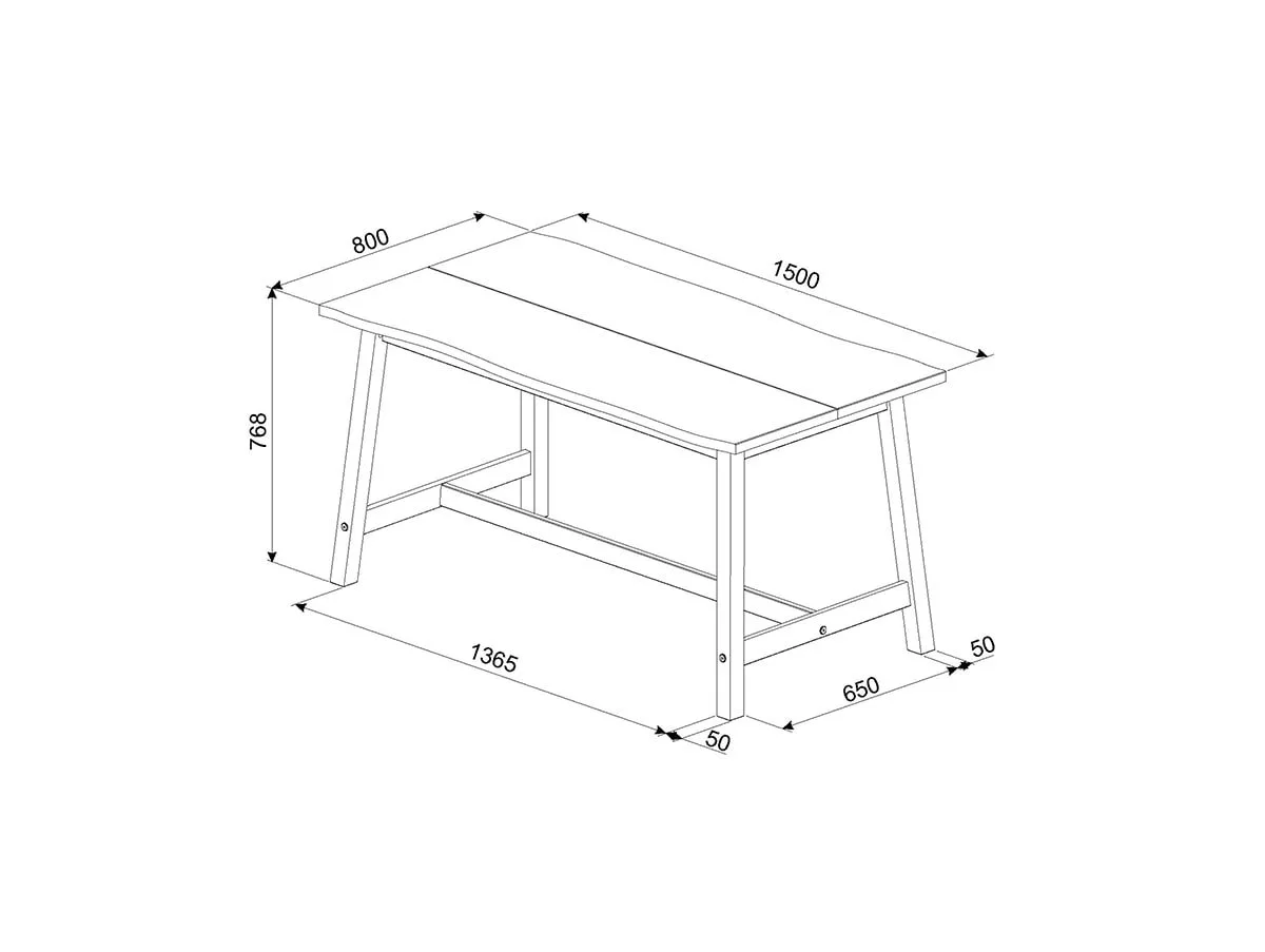Core Core Corona Grey and Waxed Pine Edge Large Dining Table