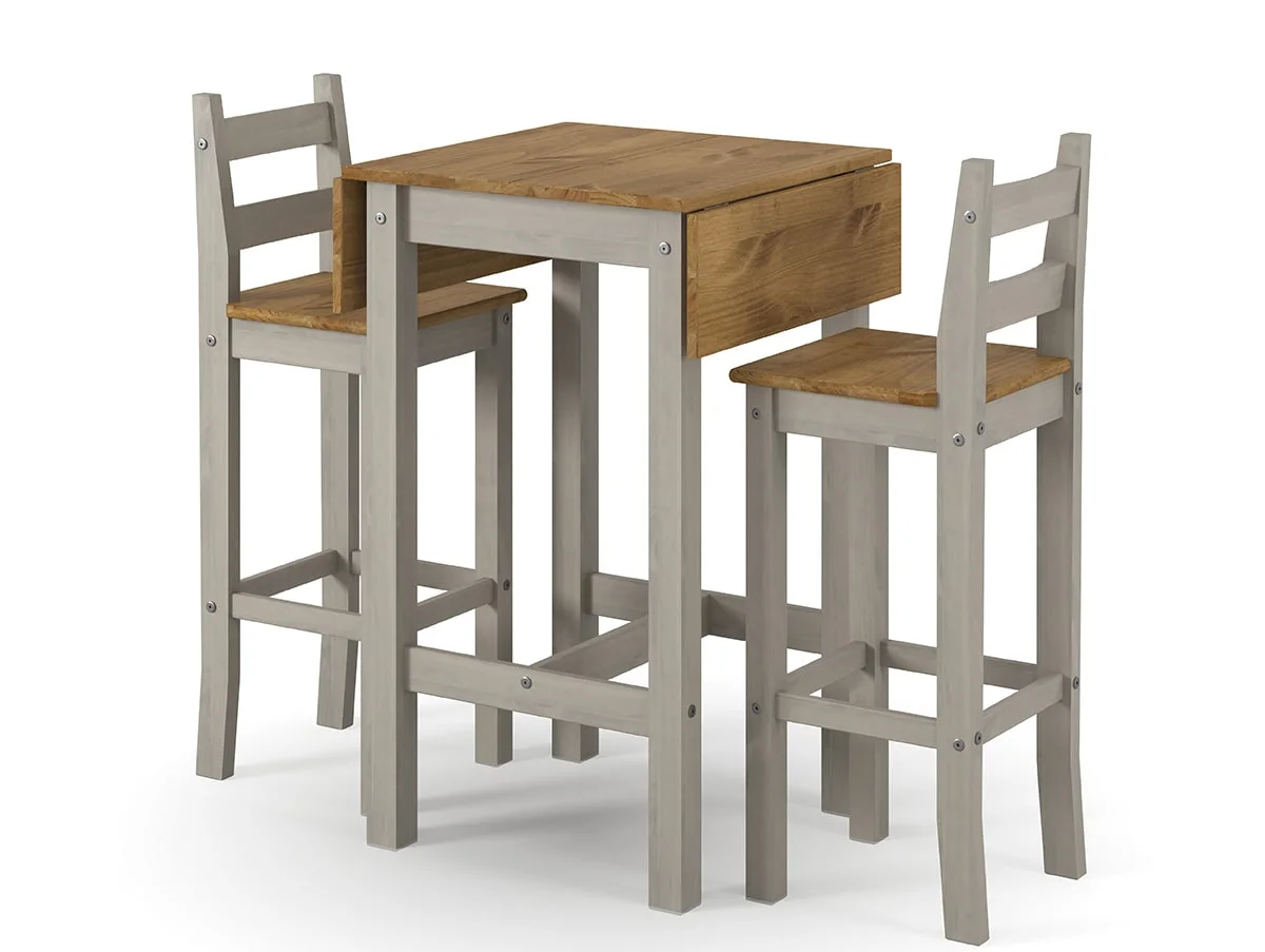 Core Core Corona Grey and Waxed Pine Drop Leaf Dining Table and Chairs Set