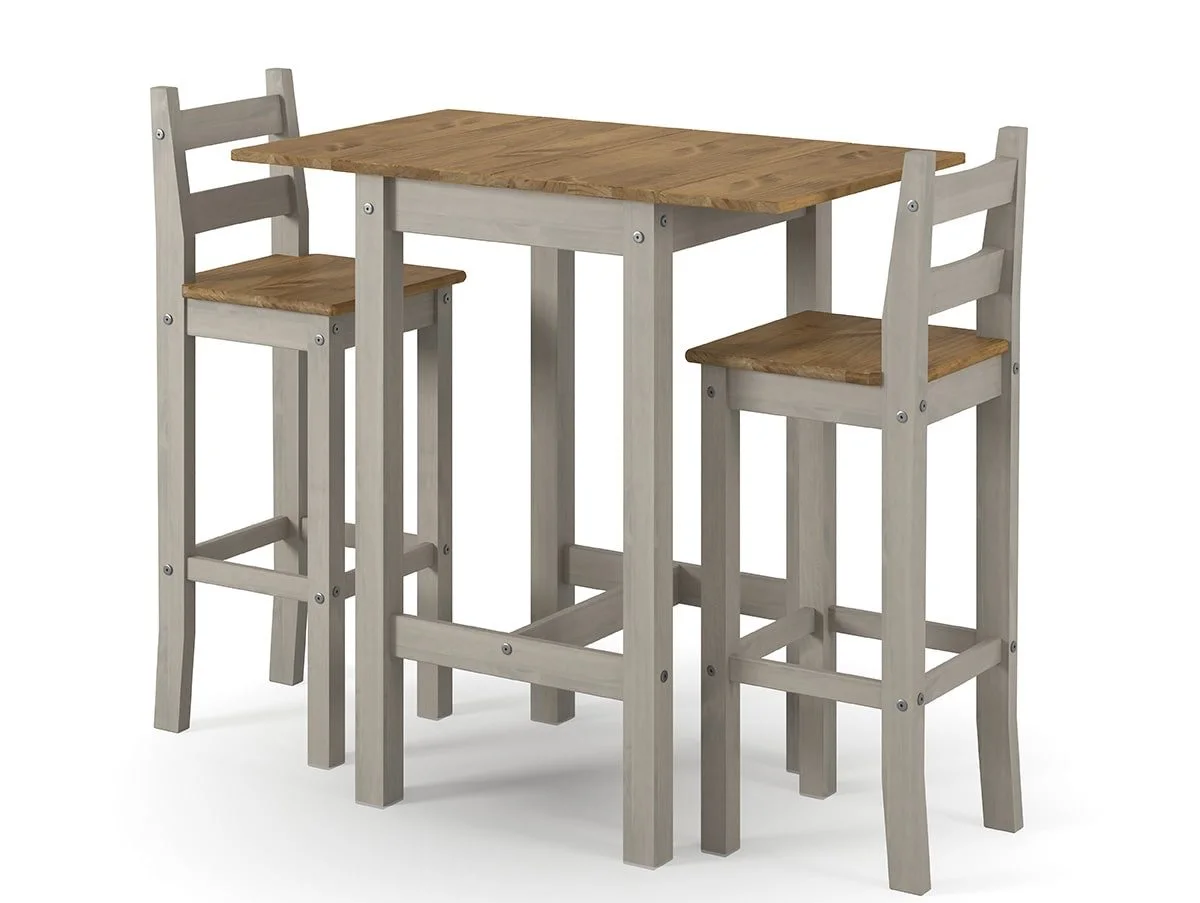 Core Core Corona Grey and Waxed Pine Drop Leaf Dining Table and Chairs Set