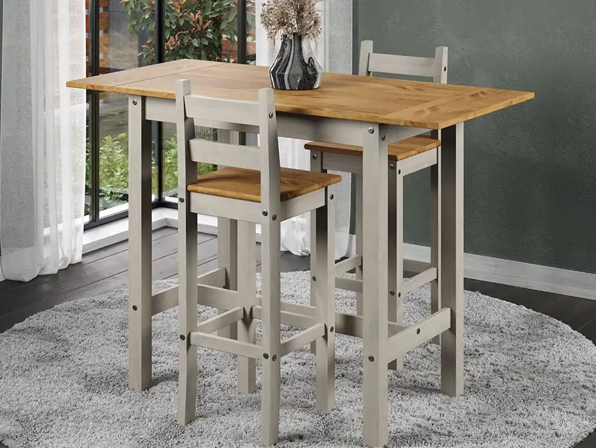 Core Core Corona Grey Drop Leaf Rectangular Dining Table and Chairs Set