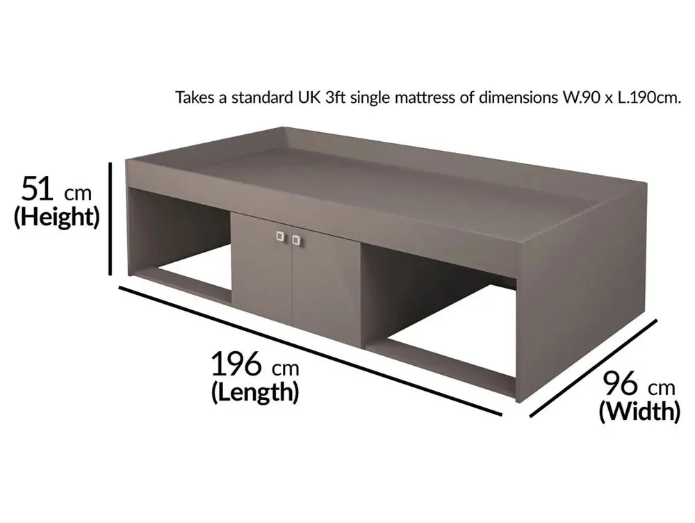 Kidsaw Clearance - Kidsaw Low 3ft Single Grey Cabin Bed Frame