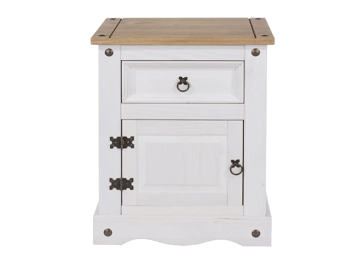 Core Products Core Corona White Wax 1 Door 1 Drawer Bedside Table