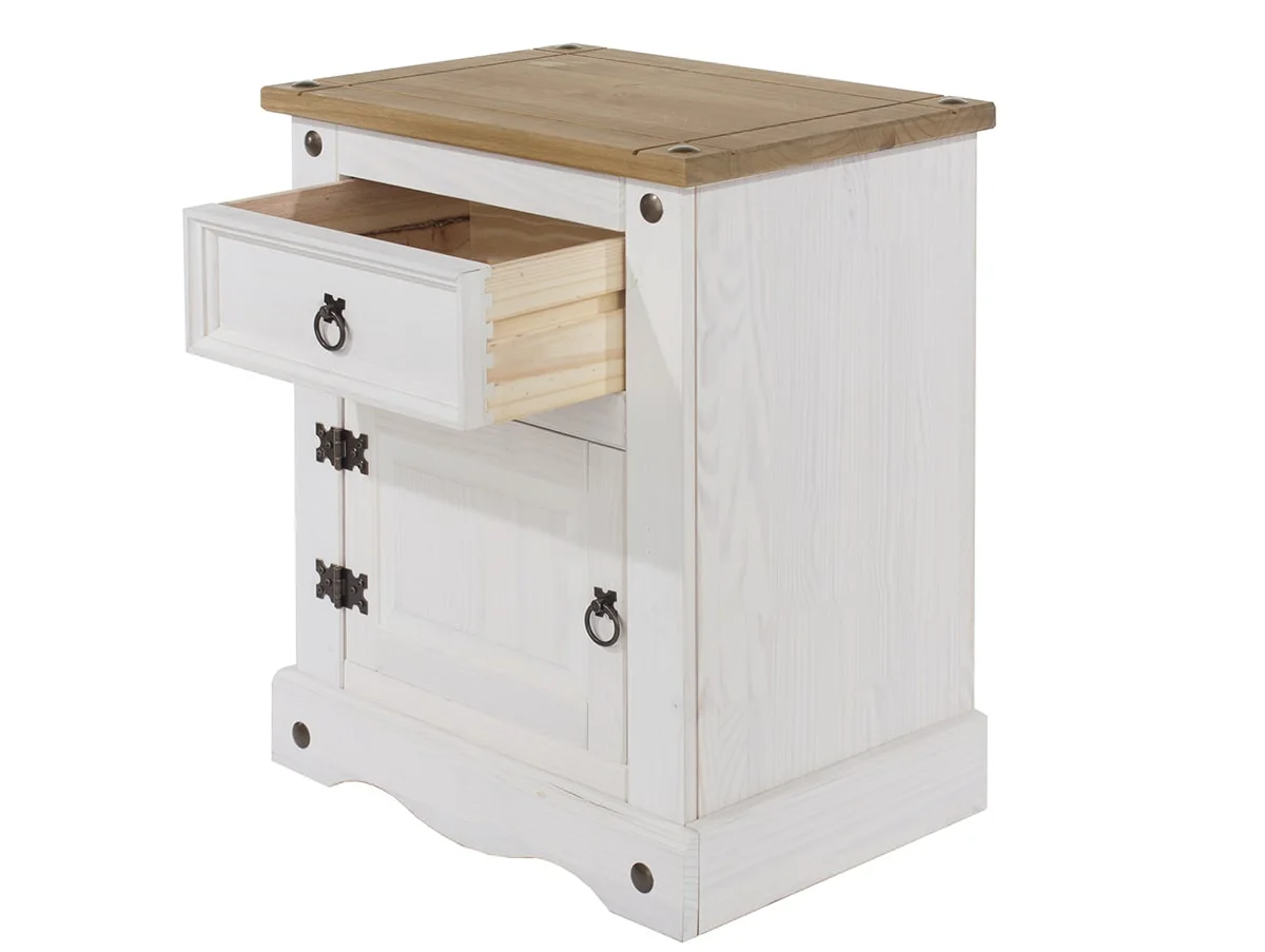 Core Core Corona White Wax 1 Door 1 Drawer Bedside Table