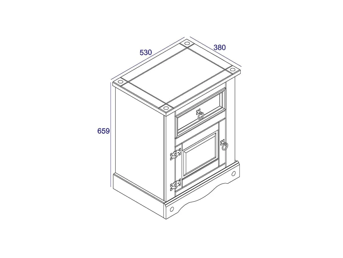 Core Core Corona White Wax 1 Door 1 Drawer Bedside Table