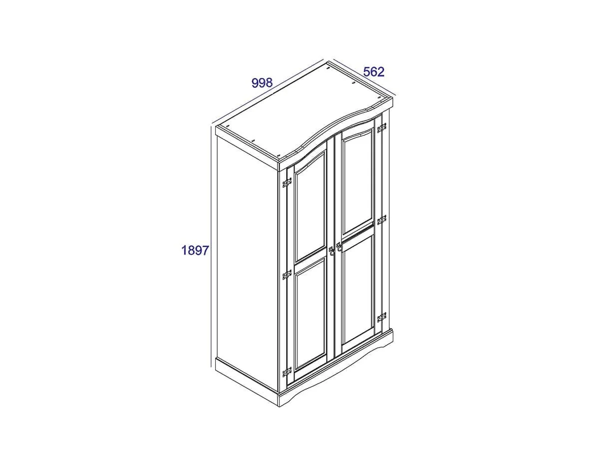 Core Core Corona White Wax 2 Door Wardrobe