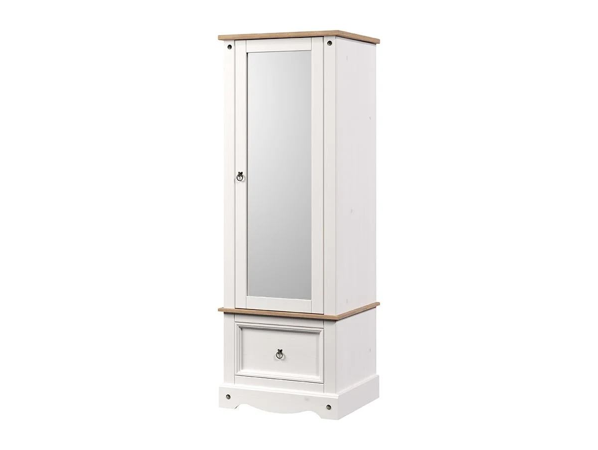 Core Products Core Corona White Wax Mirrored Door Wardrobe